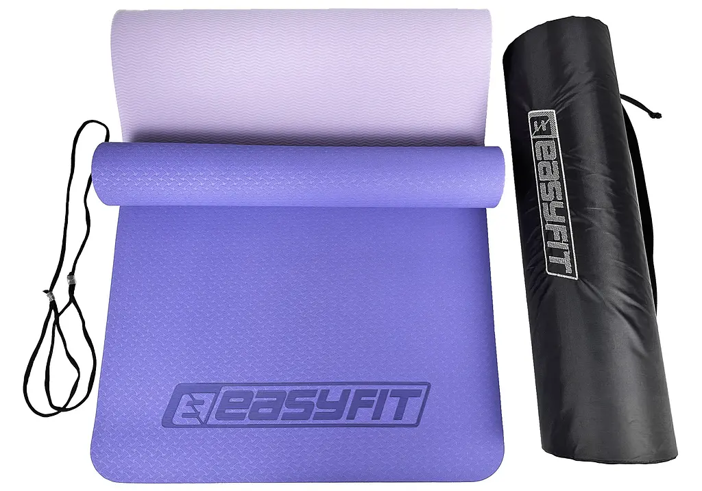 Килимок для йоги та фітнеса EasyFit TPE+TC 6мм двошаровий + Чохол бузковий з св.бузковим (EF-1924s-VV) - фото 7
