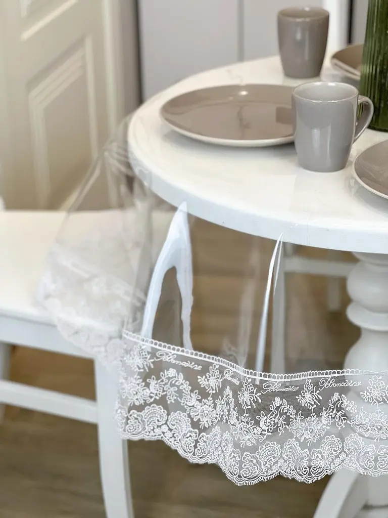 Силиконовая скатерть с белым кружевом Блюмарин 10 см 340х160 см - фото 5