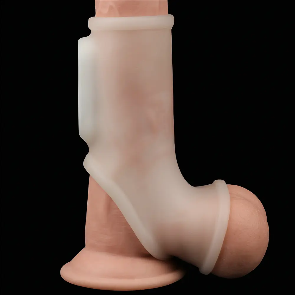 Насадка на член - Vibrating Silk Knights Ring With Scrotum Sleeve White - фото 6