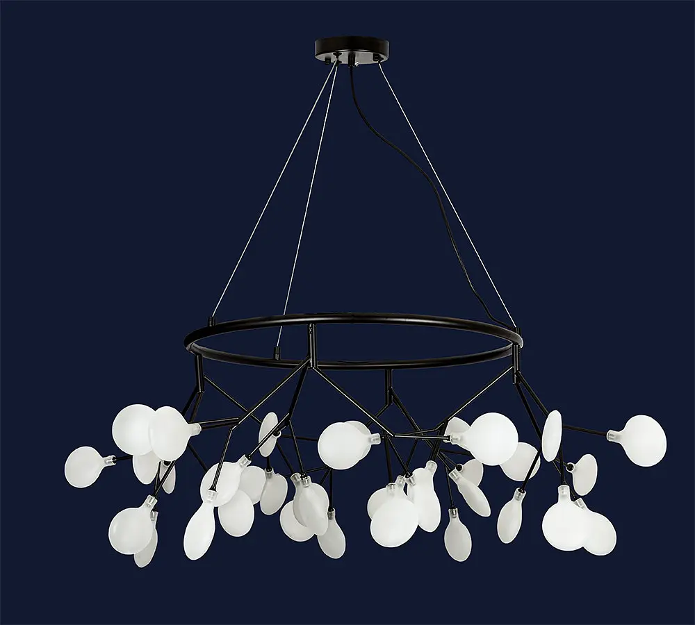 Люстра стельова Levistella 918LP263-36 BK+WH, G4, 36 плафонів, чорний та білий, метал і скло, сучасний стиль - фото 2