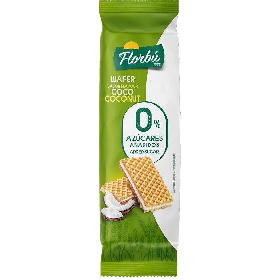 Вафлі Florbú зі смаком кокосу без доданого цукру 150 г (8411414011940)