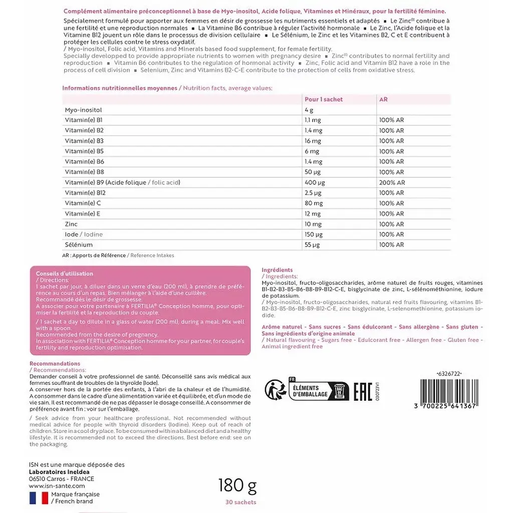Комплекс Ineldea Fertilia Conception Femme Жіноча фертильність 30 саше - фото 2
