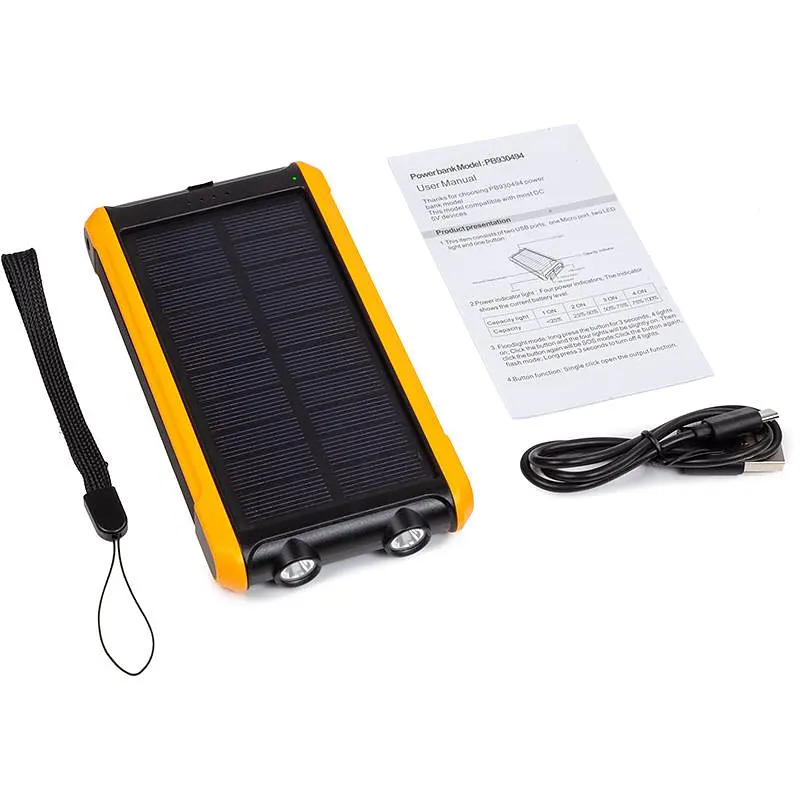 Універсальна мобільна батарея PowerPlant 10000mAh, 2xUSB-A, сонячна панель 5.5V-0,2A - фото 3