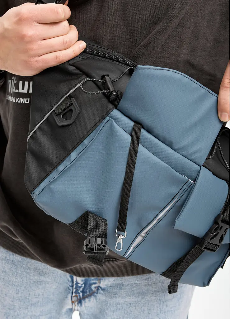 Чоловіча cумка-бананка під ноутбук Sambag Urban Pro чорно-синя 46 × 26 см (51411215m) - фото 6