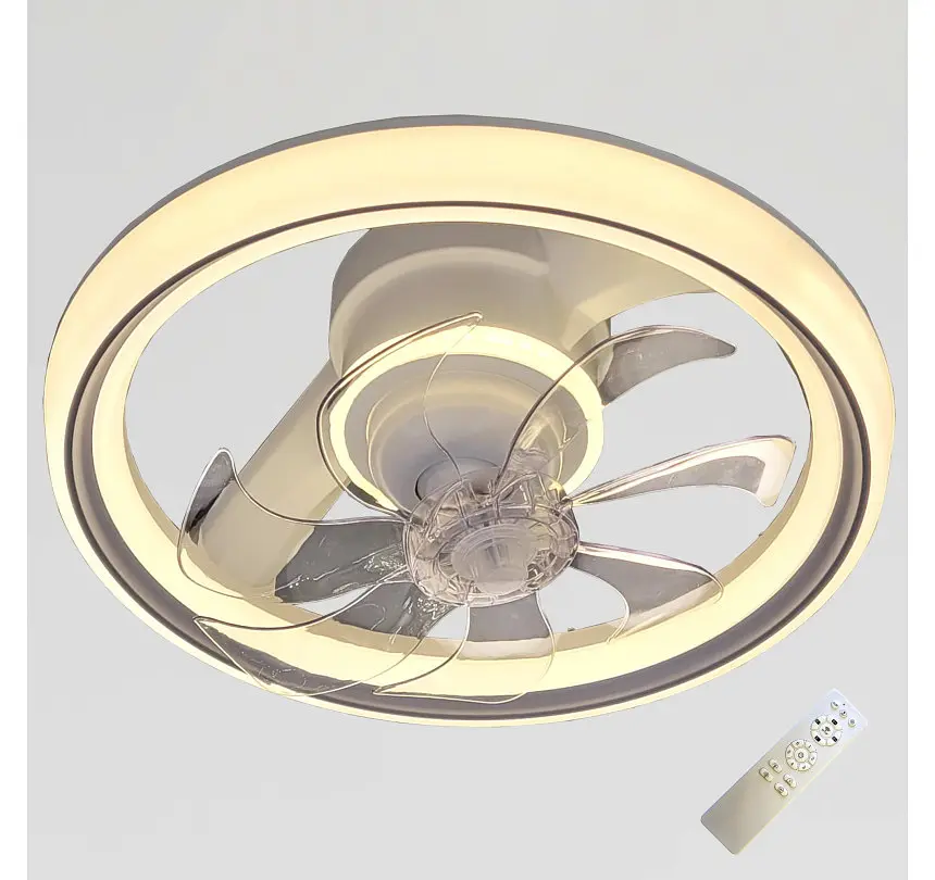 Стельова LED-люстра-вентилятор Artlight FS304GR, біла із сірою окантовкою, 73 Вт, від 10-18 м² - фото 3