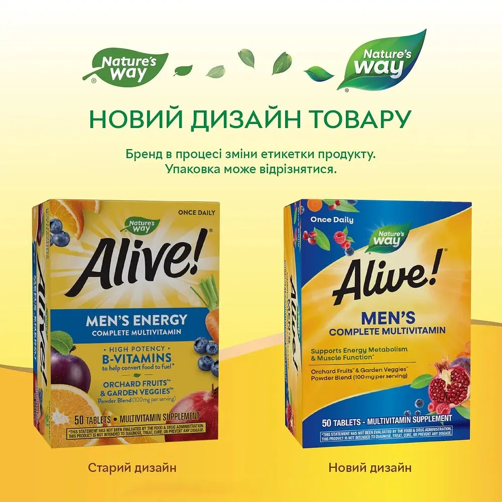 Вітаміни та мінерали Nature's Way Alive! Men's Complete Multivitamin, 50 таблеток для чоловіків - фото 4