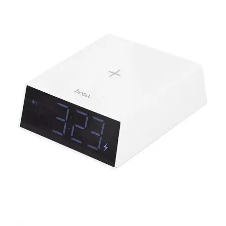 Настільний годинник HOCO DCK1 з LED-екраном будильником і бездротовою зарядкою Qi Charger 10 W - фото 3