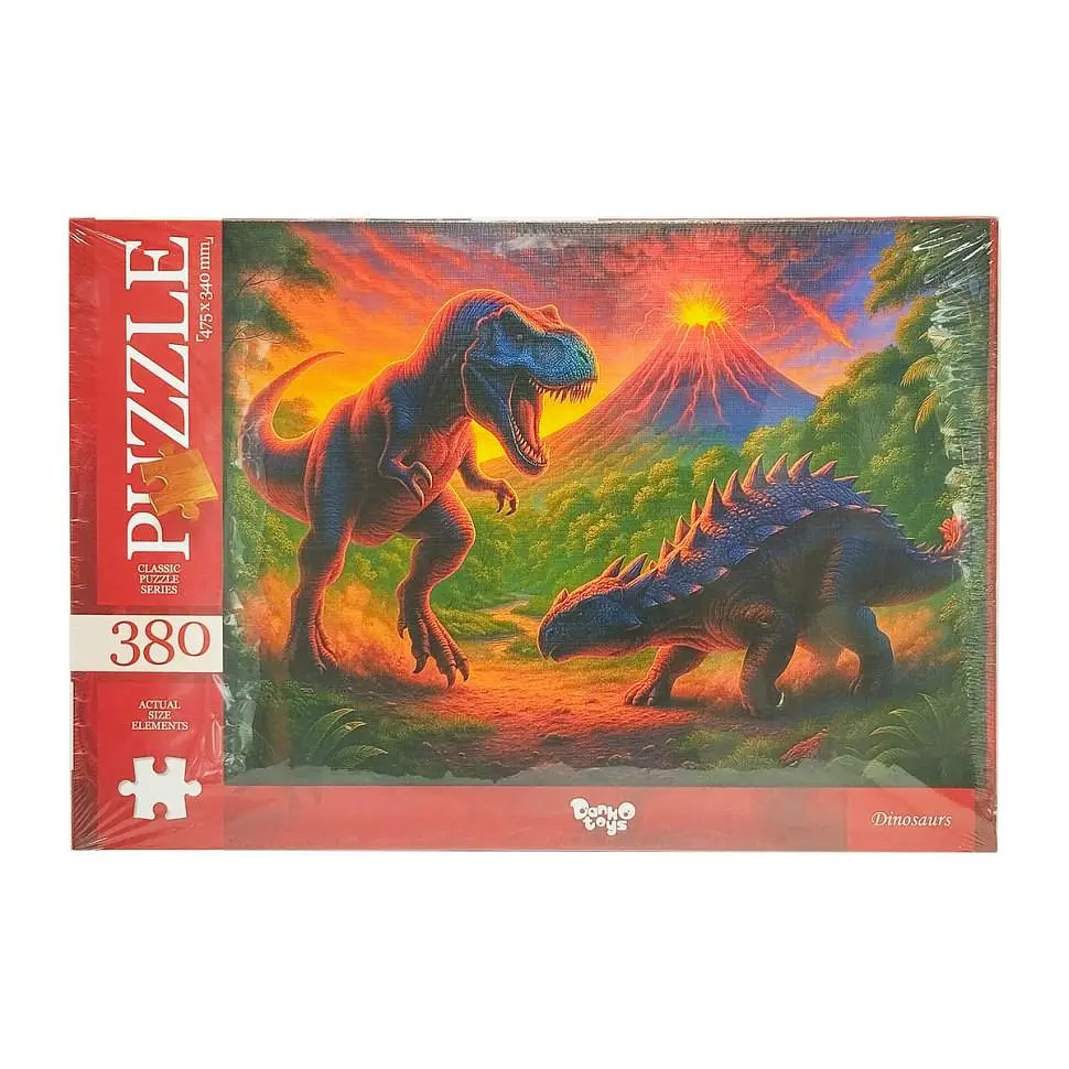 Пазли класичні Danko Toys Dinosaurs 380 ел. Червоний (IP-177-P-1233)