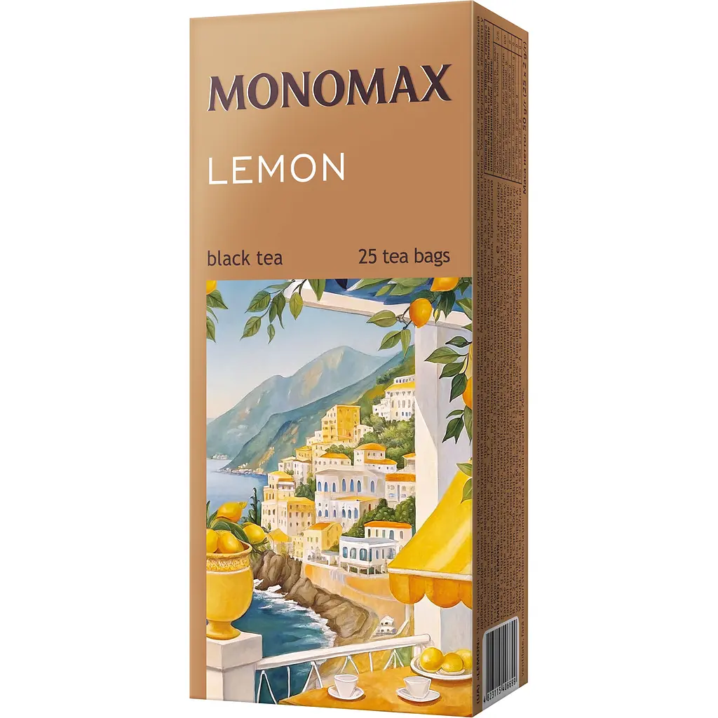 Чай чорний Monomax Lemon з цедрою та ароматом лимона 50 г (25 шт. х 2 г)