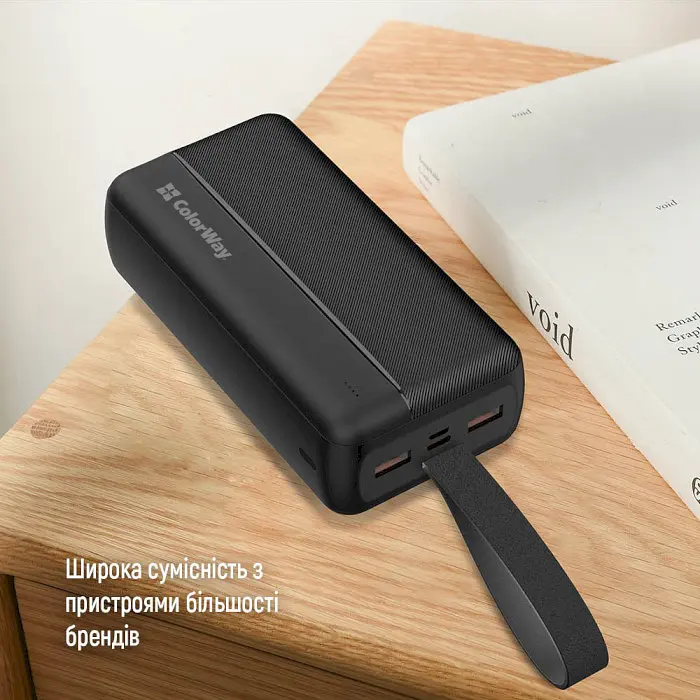 Повербанк ColorWay 30000 mAh High-power 2 USB QC3.0 + USB-C Power Delivery 22.5W Black - фото 5