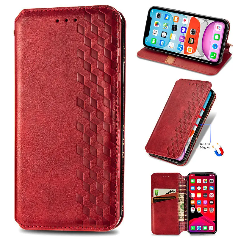 Шкіряний чохол-книжка GETMAN Cubic (PU) для Xiaomi Redmi Note 9 5G / Note 9T Червоний - фото 4