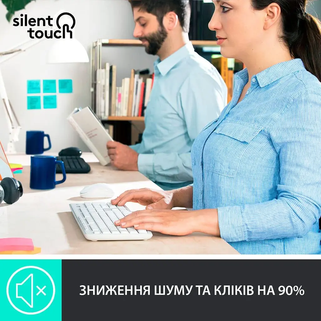 Комплект (Клавіатура та миша) Logitech MK295 Silent Combo Wireless Off-White (920-009824) - фото 2