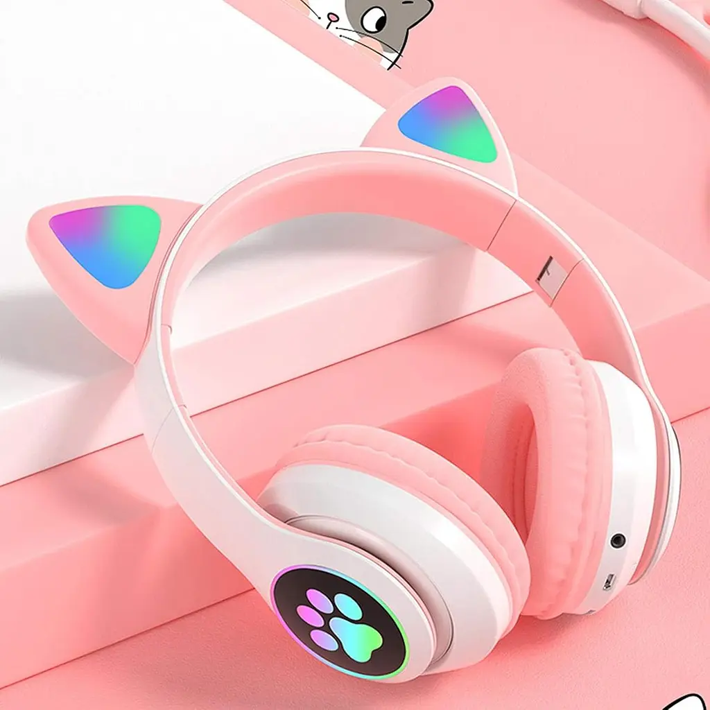Бездротові навушники STN-28 з котячими вушками, Bluetooth, AUX, TF - фото 7