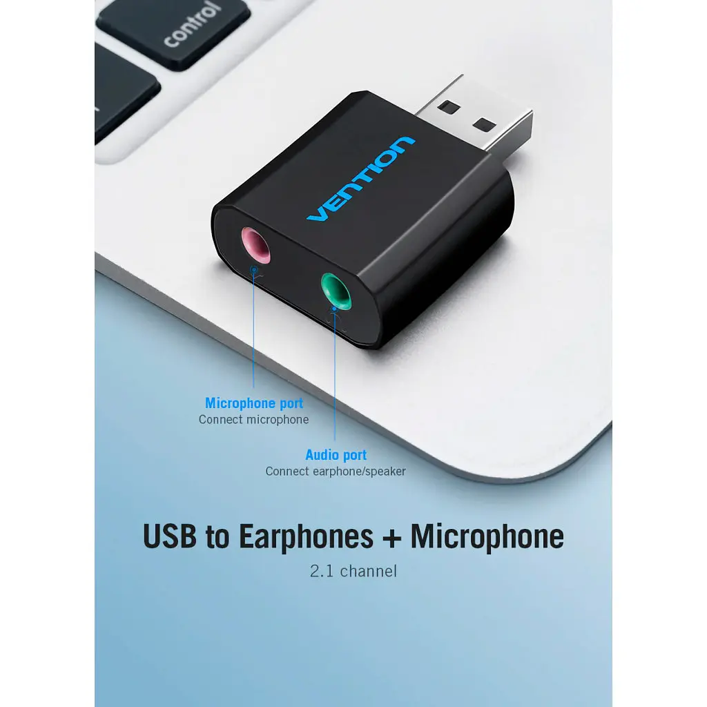 Звуковая плата Vention Audio USB 2х3,5mm jack Metal (VAB-S17-B) - фото 6