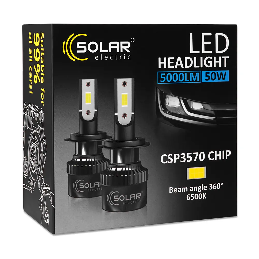 Автолампа Solar LED HB3 (9005) 12/24V 50W 5000 Lm 6500K CSP3570 2 шт. (8505S2) - фото 6