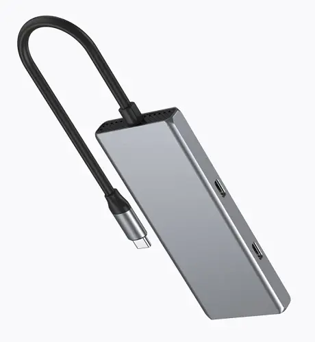 Хаб USB Gembird UHB-CM-U310-A2C2-01, Grey, Type-C 3.2 - 2xType-C 3.2 / 2xUSB 3.2, кабель 18 см, алюмінієвий корпус - фото 2