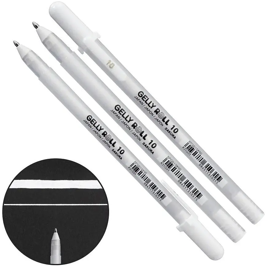 Ручка гелева Sakura Біла 10 Bold (лінія 0.5mm) Gelly Roll Basic - фото 2