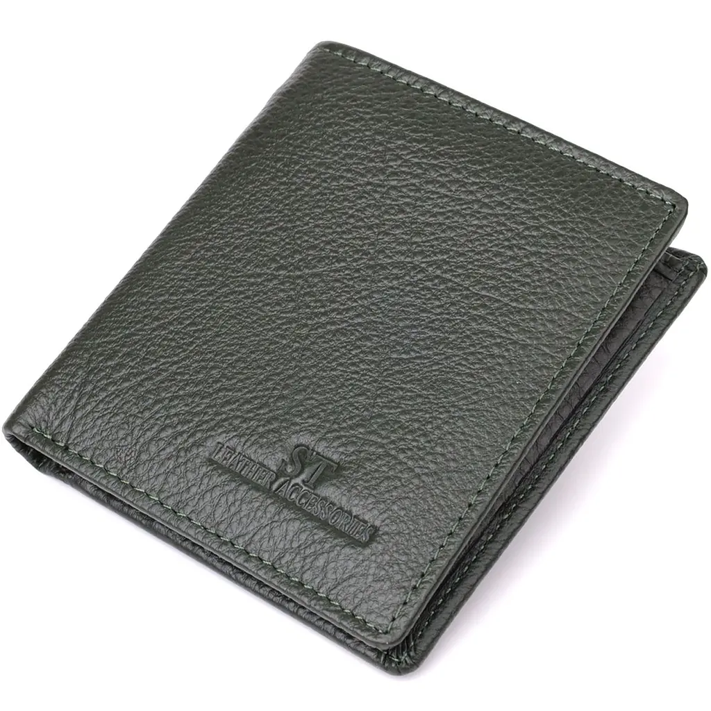 Жіночий гаманець на магніті з натуральної шкіри ST Leather 23093 зелений - фото 11