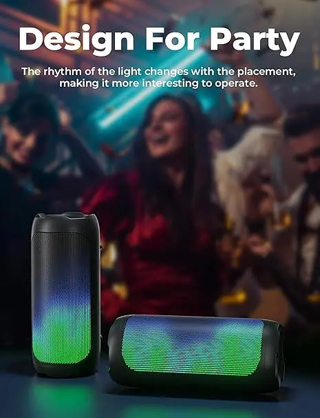 Бездротова портативна Bluetooth-колонка VOSFEEL з датчиком гравітації, підсвічуванням, 30-годинною роботою, бездротова Bluetooth-к - фото 4