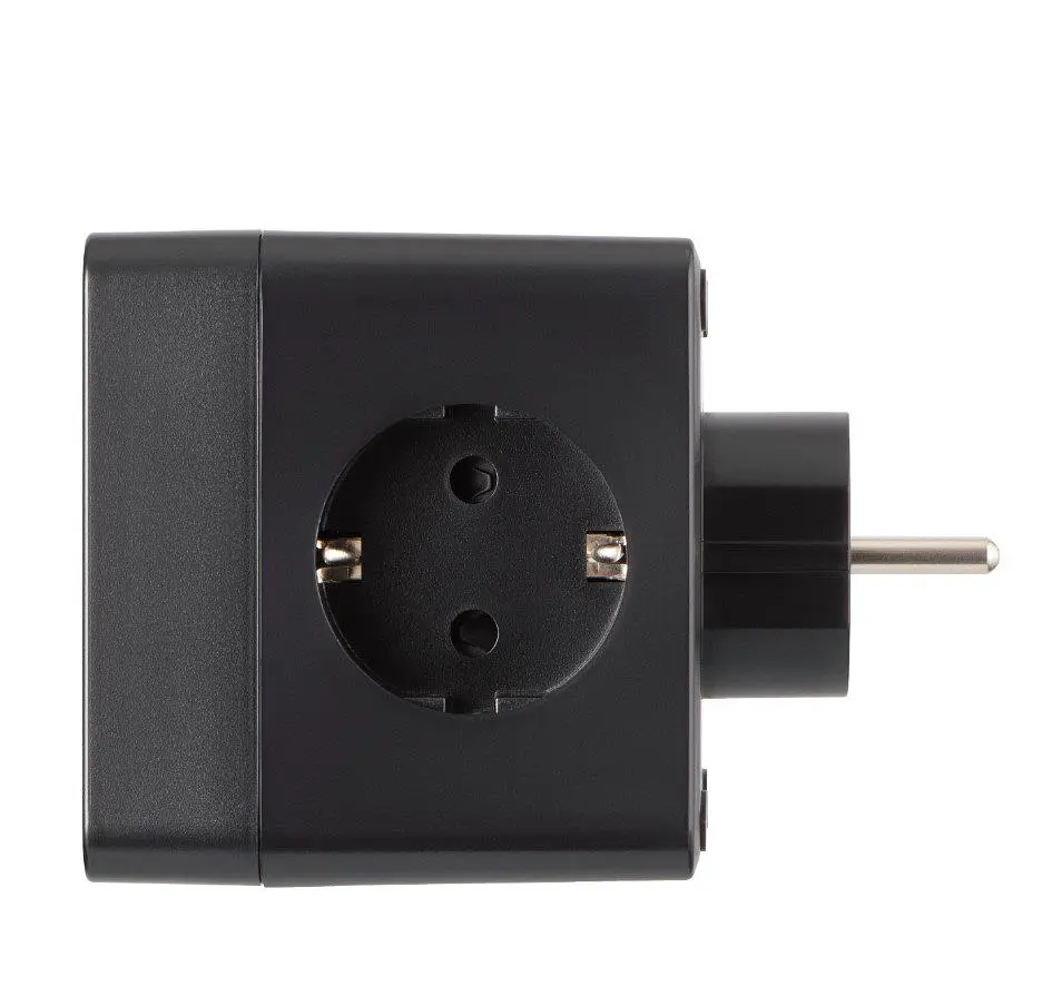 Сетевой фильтр-адаптер-тройник 2E AD431-BK 3xТипF, 16A, 2xUSB-A, 1x USB-C - фото 4