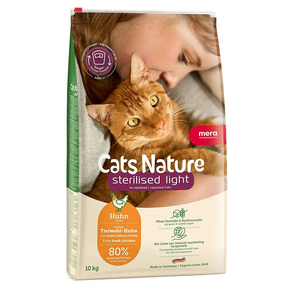 Сухий корм для стерилізованих та кастрованих котів Mera Cats Nature Sterilised Light Chiken (Huhn) з куркою 10 кг