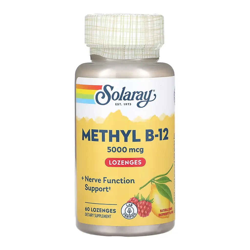 Вітамін B12 Solaray 5000 мкг (Methyl B-12) - 60 льодяників
