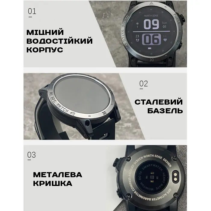 Годинник North Edge CrossFit GPS Black з компасом - фото 19
