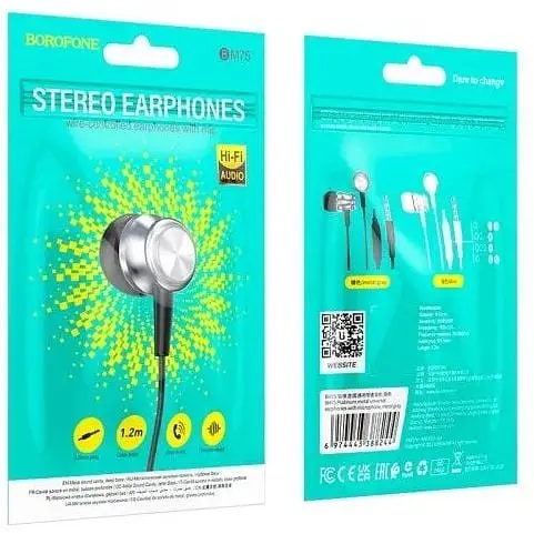 Навушники Borofone Platinum металеві універсальні earphones with microphone BM75 |1.2m, Hi-Fi| 000009241-up - фото 3