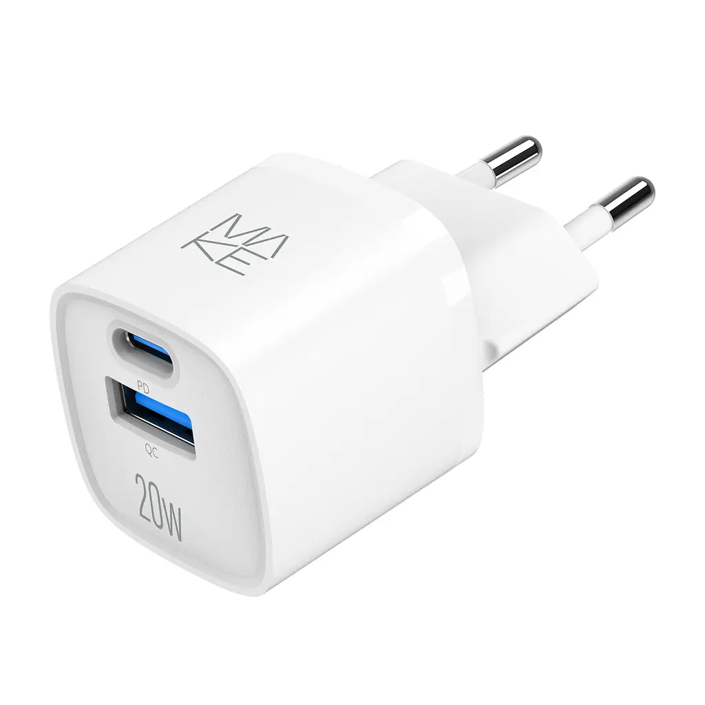 Зарядное устройство сетевое MAKE 20W GaN3 Mini Type-C PD3.0 + USB QC3.0 White - фото 2