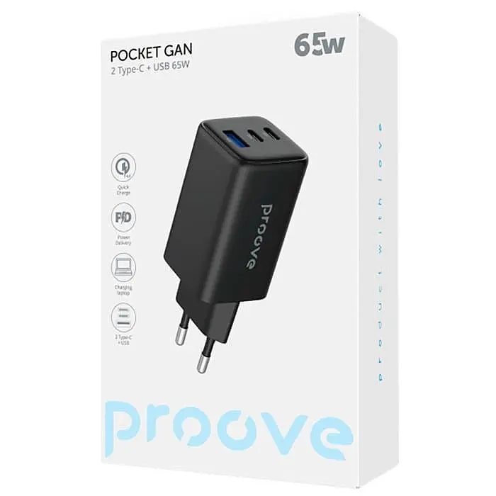 Зарядний пристрій Proove Pocket GaN 65W (2Type-C + USB) black (WCPG65121201) - фото 2