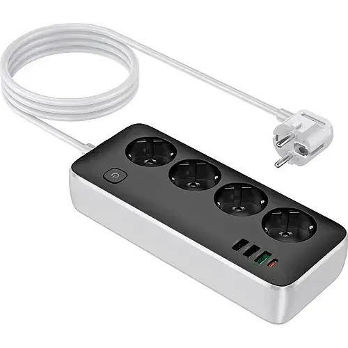 Мережевий подовжувач Hoco AC22 Sunlight 4-bit (PD30W/1C3A) Desktop Socket Black - фото 5