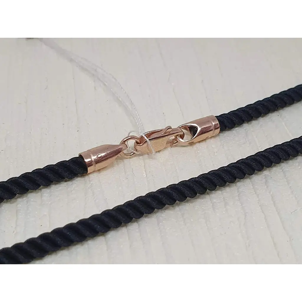 Ювелирный шелковый шнурок Golden Time с золотыми вставками. Ц2033ШЧ 60 - фото 2