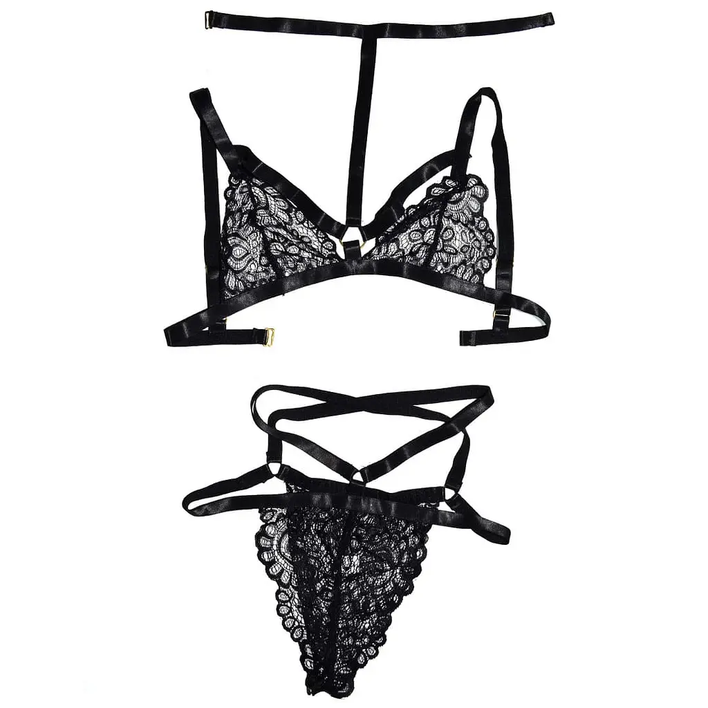 Сексуальний спокусливий еротичний комплект - еротична білизна 44 М чорний 5306 - фото 8