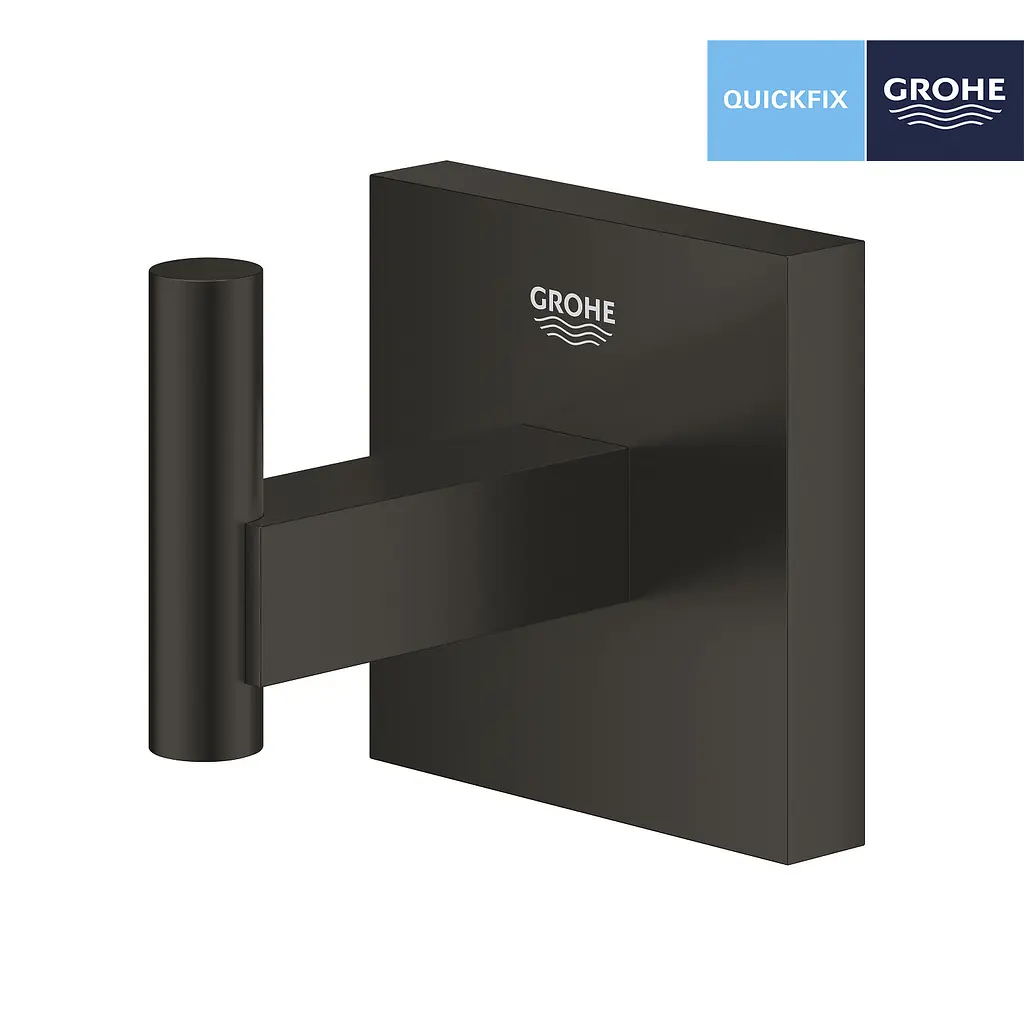 Гачок для ванної кімнати Grohe QuickFix Start Cube 409612430, Чорний матовий - фото 3