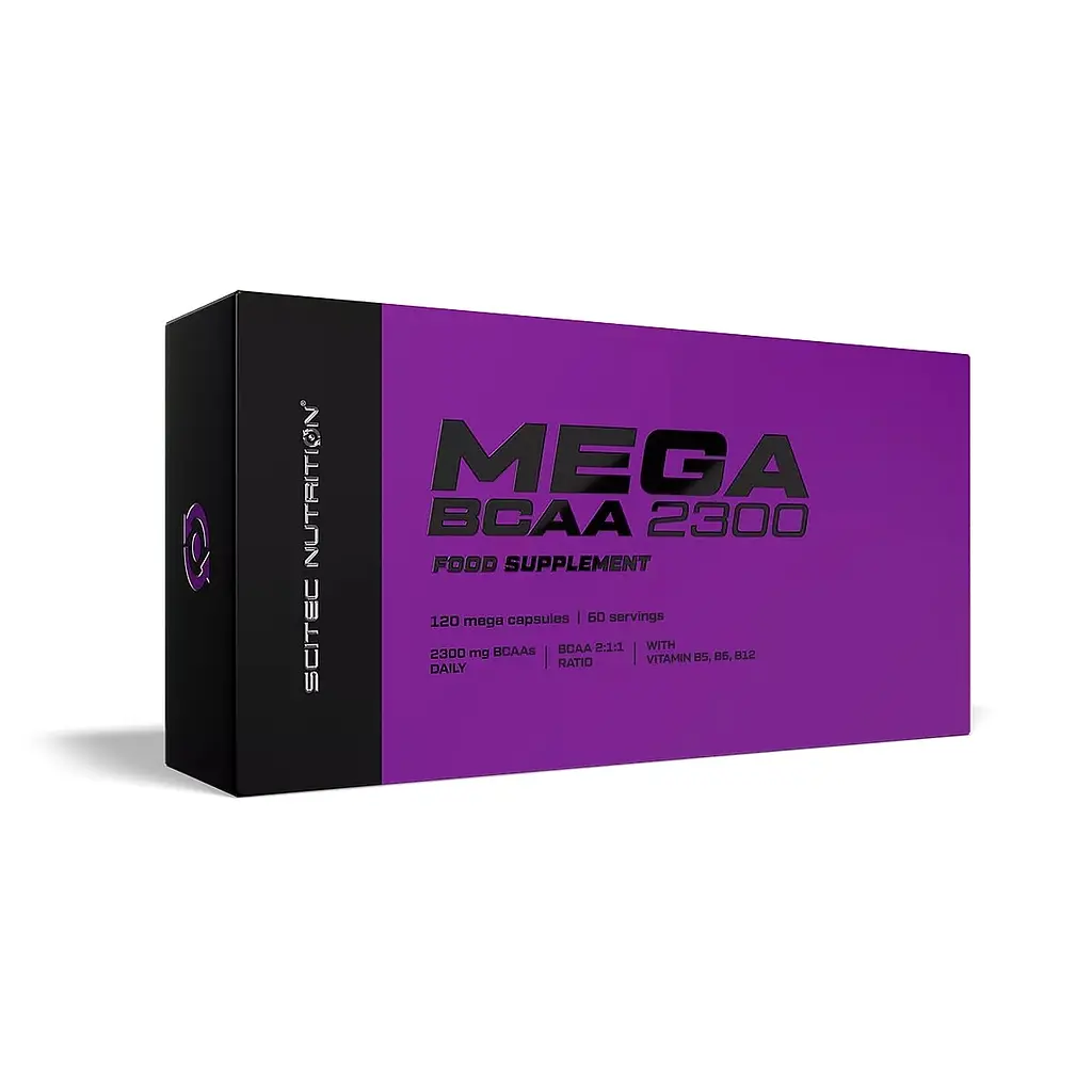 Лейцин, ізолейцин та валін Scitec Nutrition Mega BCAA 2300, 120 капсул для підтримки м'язової маси