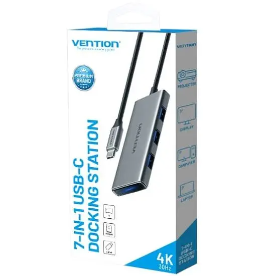Док-станція USB3.1 Type-C - HDMI/USB 3.0x3/SD/TF/PD 100W 7-in-1 Vention (TOPHB) - фото 7