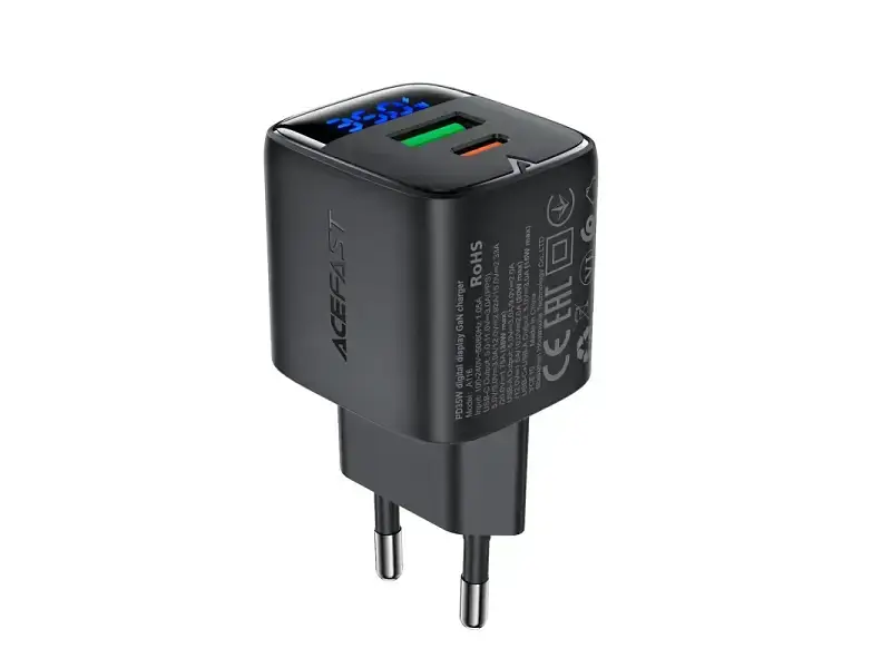 Мережевий зарядний пристрій Acefast A116 35 W GaN Black (6974316284468)