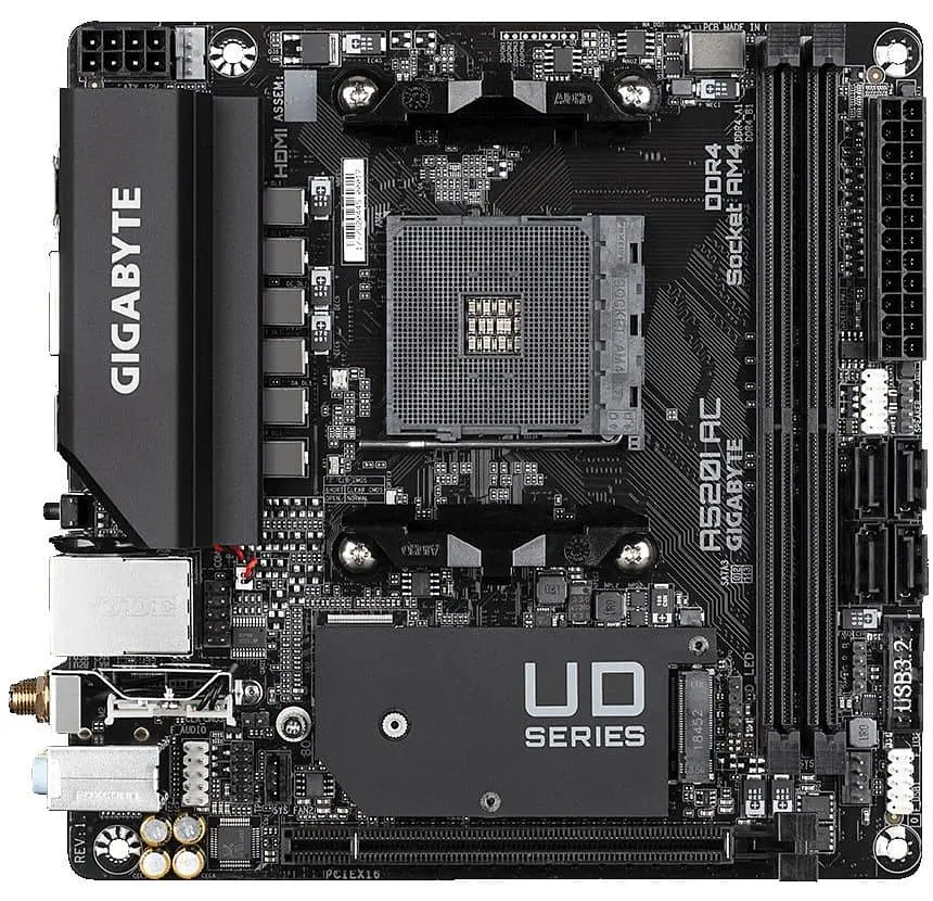 Материнська плата GIGABYTE A520I AC (A520I AC) (Socket AM4, AMD A520, Mini-ITX)