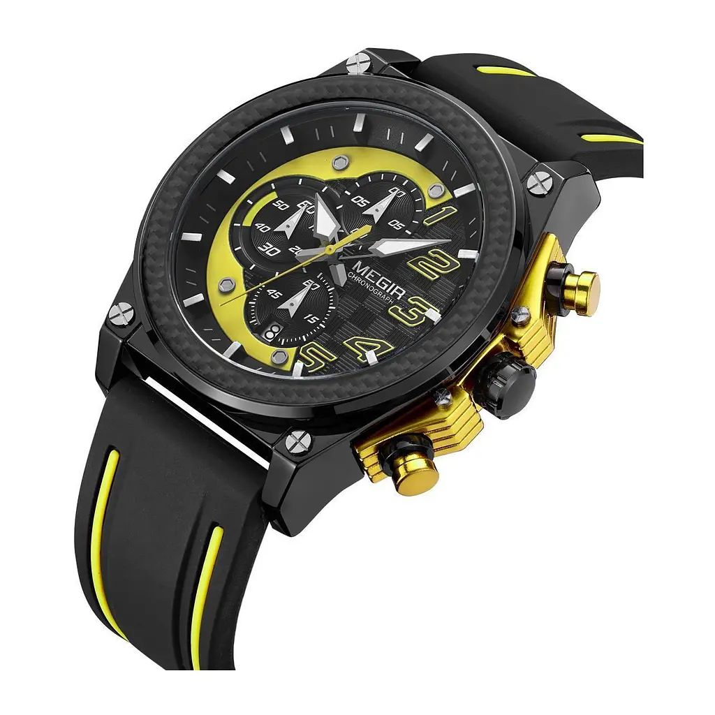 Чоловічий годинник Megir Black Yellow Black MG2051 - фото 2