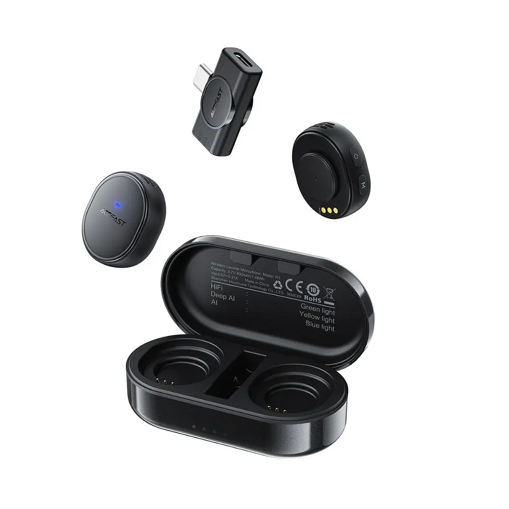 Бездротова мікрофонна система ACEFAST R3 dual-mic (Type-C) Black (6974316285847) - фото 6