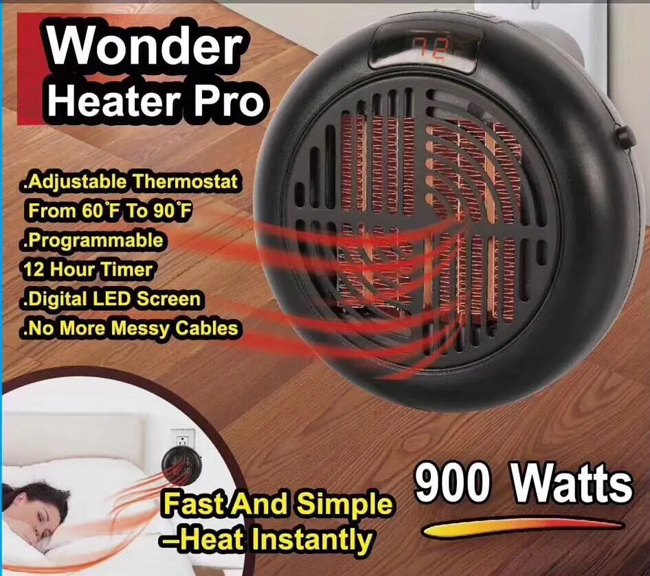 Портативний обігрівач дуйка тепловентилятор Wonder Heater 900W чорний - фото 13