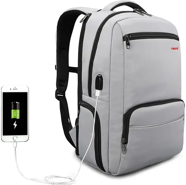 Рюкзак міський Tigernu T-B3319 25л з відсіком для ноутбука до 15.6" та USB Silver Grey (18195) - фото 3