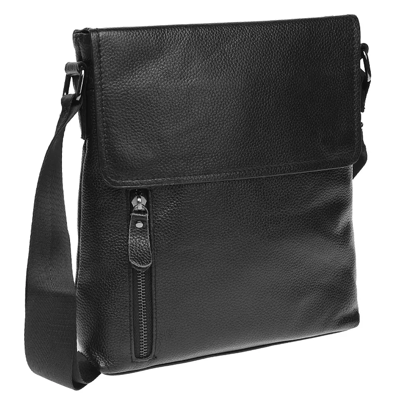 Чоловіча сумка Borsa Leather K17859 27x24x5 см Чорний (16183)