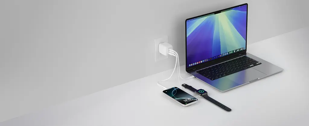 Мережевий зарядний пристрій 2×USB-C + USB-A GaN PD PPS Belkin BoostCharge Pro 70 W White - фото 6