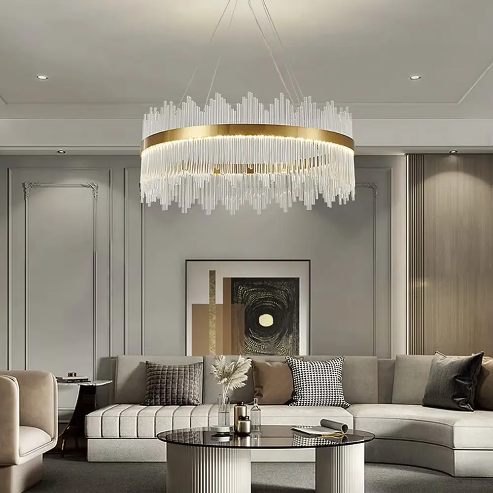 Подвесная LED люстра в изысканном латунном каркасе Ø 100 см Line F | Ст. J881-1000 AB - фото 2