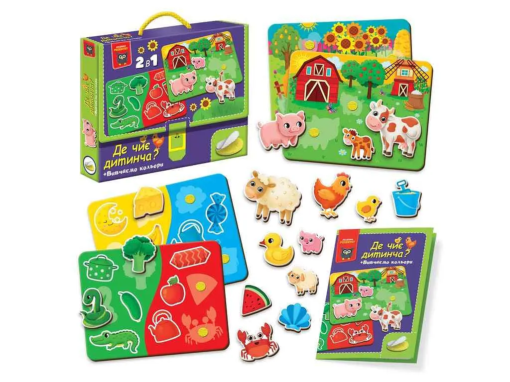 Гра з липучками VLADI TOYS "Де чиє дитинча? Вивчаємо кольори" VT1310-05 - фото 2