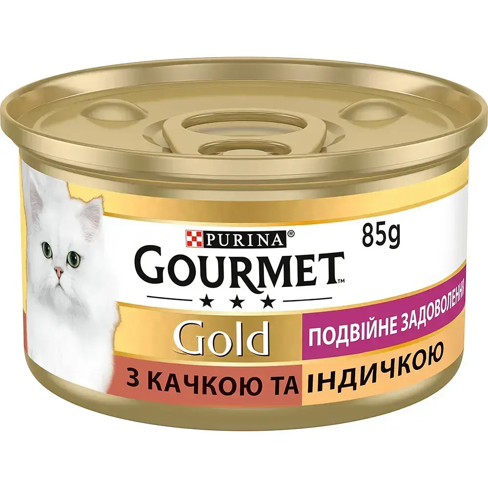 Вологий корм для котів Gourmet Gold з качкою та індичкою в підливі 85 г 12592068