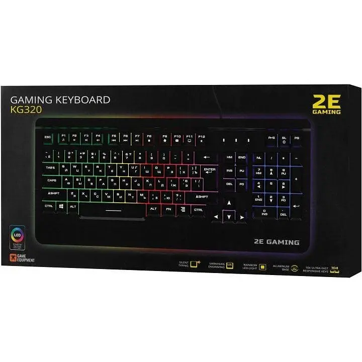 Клавиатура проводная 2E Gaming KG320 LED USB Black Ukr - фото 8