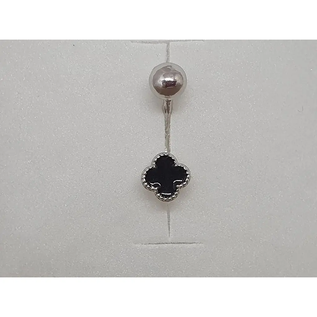 Серебряная серьга для пирсинга Астор пупка Клевер с эмалью. 9182765Р - фото 2