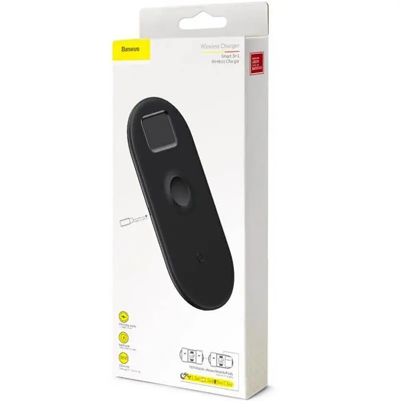 Бездротовий зарядний пристрій Baseus Smart 3 в 1 (Phone + Watch + Pods) 18W WX3IN1-B01 Black - фото 6